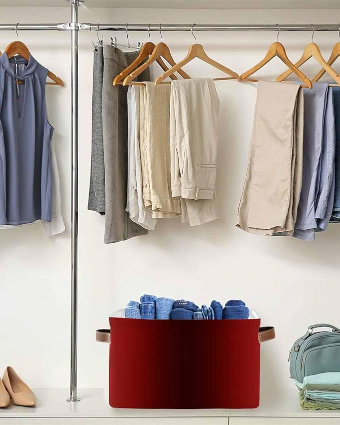 Dark Red Grey Black Ombre Storage Bins Cubes Waterproof Cloth Storage Basket,Farmhouse Gradient Minimalist Foldable Storage Bags for Shelf Clothes Storages Organizers with Handles 15x11x9.5 in 1PCS