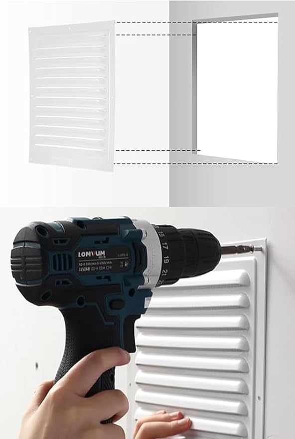 2pcs Attic Vent Soffit Vent Aluminum Wall Vent Metal Shed Vent Square Vent Louver Vent Grille with Built-in Insect Screen for Exterior Door House Attic Garage Ceiling (White 6" x 6"-2 Pack)