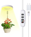 Halo Ring Grow Lights for Small Indoor Plants, Warm+White 48LEDs Full Spectrum Plant Light, Height Adjustable with 5V 2A Adapter, 3/9/12H Timer, 3 Spectral Modes, 10 Dimmable Levels, Angel Ring 1 Pack