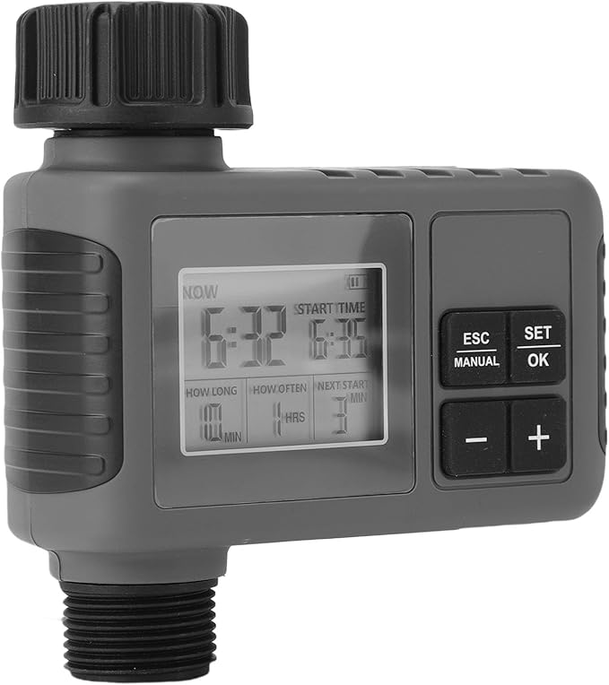 Outlet Sprinkler Timer, Digital Water Timer for Garden Hose with Rain Delay, Automatic & Manual Watering System for Yard Lawn Irrigation