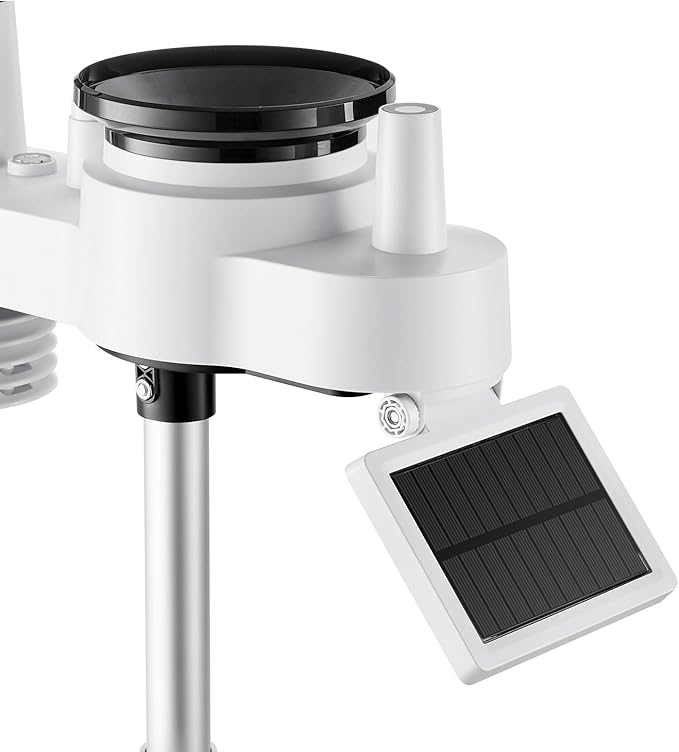 VEVOR 7-in-1 Wi-Fi Weather Station, 7-Inch TFT Display, Wireless Solar Powered Outdoor Sensor, Rain Gauge, Indoor Outdoor for Weather Forecast, Wind Speed Direction, Temperature, Humidity, Rainfall