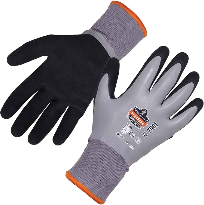 Ergodyne ProFlex 7501 Coated Waterproof Winter Work Gloves Gray, Medium, 1 Pair