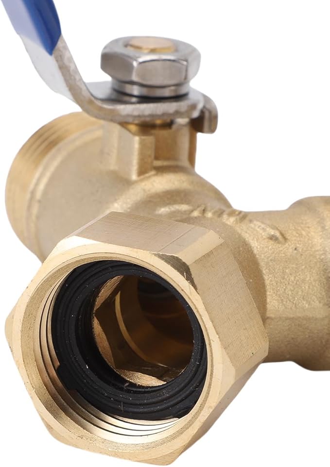 Srliya Brass Garden Hose Diverter, Large Ergonomic Handle Dual Valve System 3/4in Heavy Duty Y Valve Hose Splitter, with Seamless Integration for Household Garden Backyard