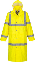 Portwest UH445 Men's Classic Raincoat Waterproof Hi Vis Reflective Long Rain Jacket ANSI Class 3 Yellow