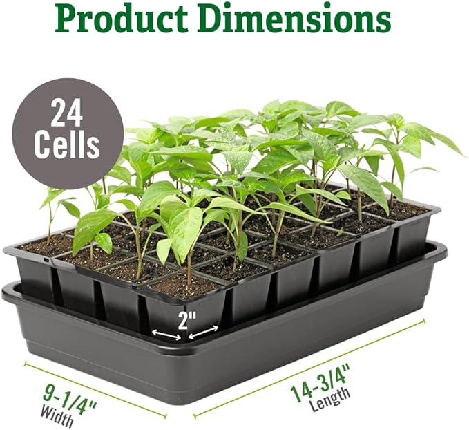 Gardener's Supply Company GrowEase Self Watering Seed Starting Kit | 24- Cell, Holds 3 Quarts of Soil | Capillary Mat, Cover and Water Reservoir Included, 100% Recycled Plastic