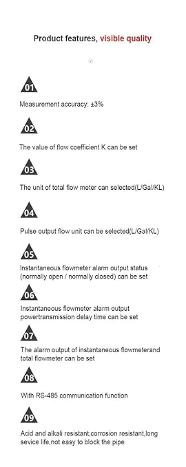 RS485 Electronic Digital Display Flowmeter, Stainless Steel Smart LCD Electronic Flow Meter, Water Flow Sensor Accurate Measurement(Female Thread,1/2''_LCD Version)