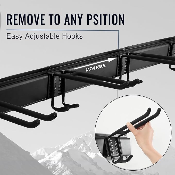 Aking Ace Wall Mount Tool Storage Rack, Garage Organization, Heavy Duty Garage Storage Tool Organizer, Garden Tool Wall Hooks and Hangers, Hold Up to 350lbs Black 2Pack
