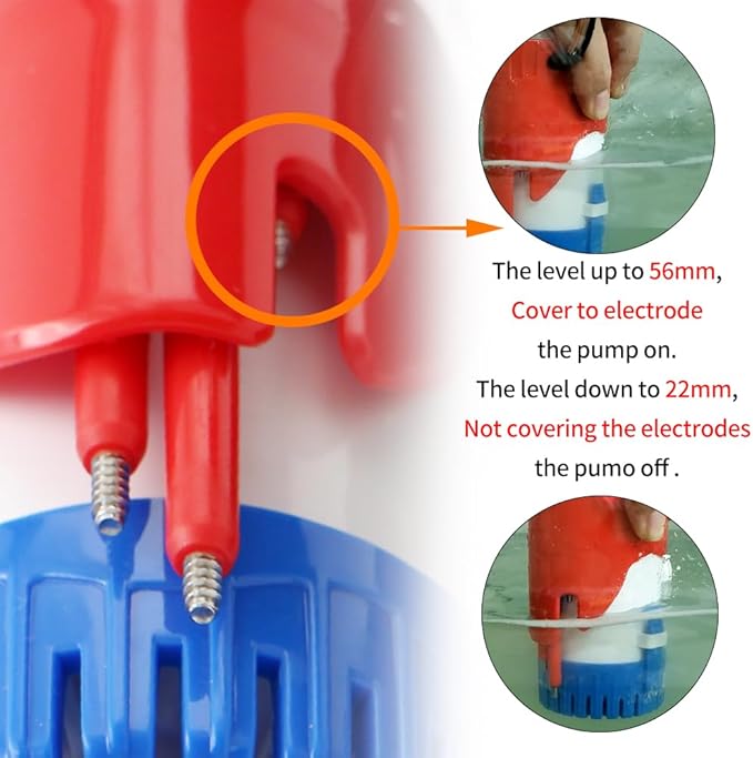 1100GPH 12 Volt Auto Bilge Pump Electric with Electrode Switch for Boat Submersible Marine Water Pump Accessories, Automatic Electric Bilge Pump, Water Pump Low Noise