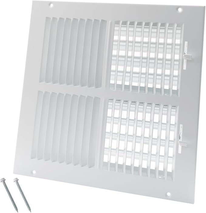10 x 10 Inch [Duct Opening] Air Vent Covers for Wall or Ceiling - High Airflow 2 Way Steel Ventilation - Adjustable Wall/Ceiling Register, 11-3/4 Inch x 11-3/4 Inch [Overall Dimensions]