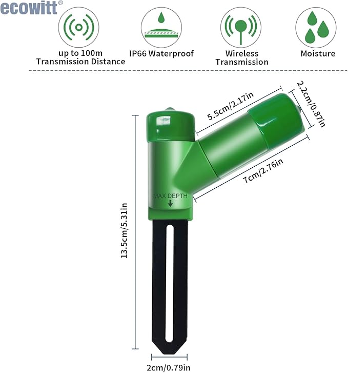 ECOWITT WH51 Soil Moisture Sensor Soil Humidity Tester - Accessory Only, Can Not Be Used Alone