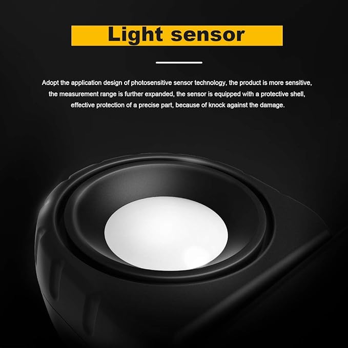 Digital Light Meter,Illuminance Meter Range up to 300,000 Lux Handheld Ambient Temperature 270ºDegree Rotatable Detector/0.4 Second Response
