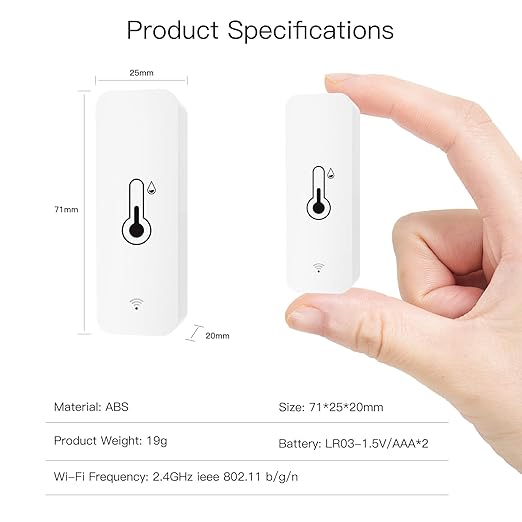 MOES WiFi Humidity Temperature Monitor Smart Hygrometer Thermometer for Remote Monitor and Alert, High Precision Indoor Thermometer with Tuya App, Compatible with Alexa & Google Assistant, 2 Pack