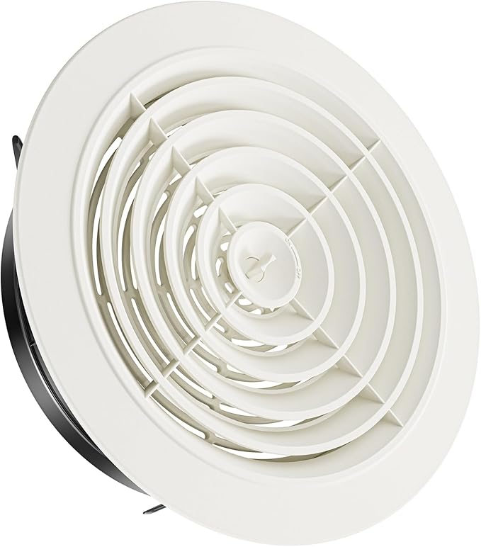 HG POWER 8 Inch Soffit Vent，Round Air Vent Cover with Louver, ABS Adjustable Ceiling Vent Covers for Living Room, Bathroom, Kitchen, Greenhouse, Ventilation System, White - Opening Size 7.28"