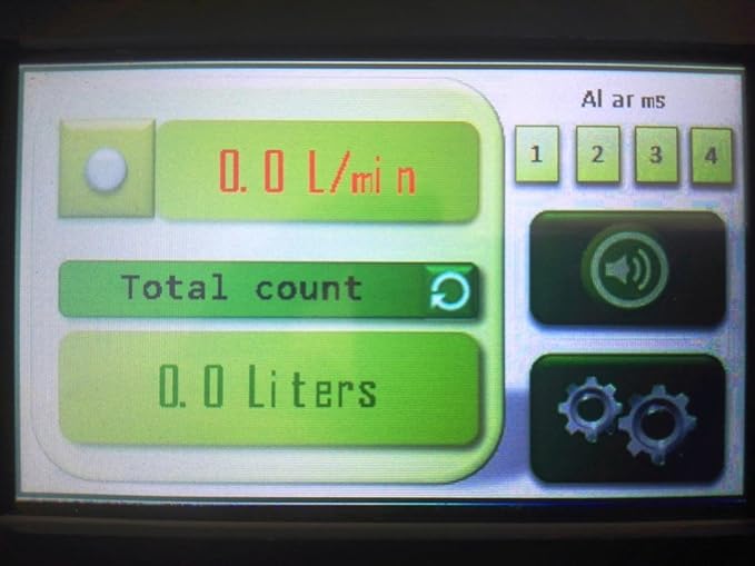 Flowmeter Liter Counter Totalizer with 4 Programmable Alarms with Flow Sensor for 1 1/4 inch Pipes (DN32)