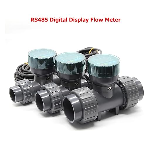 RS485 Digital Display Flow Meter High Precision Smart Electronic Flowmeter UPVC Water Sensor for Farm Garden Irrigation Low Repeatability, High Sensitivity(DN40)
