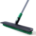 Eyliden Floor Scrub Brush with Long Handle, 15-inch Wide Deck Brush, 2in1 Floor Scrubber with Stiff Bristles and Rubber Squeegee for Bathroom, Shower, Kitchen, Patio, Garage, Telescoping Steel Handle