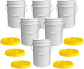 ePackageSupply 5 Gallon Bucket - Food Grade Bucket with Airtight Gamma Seal Screw-On Lid, BPA-Free, Heavy-Duty 90 Mil HDPE Plastic, Bulk Storage, Durable Container, Made in USA, White/Yellow, 6 Packs