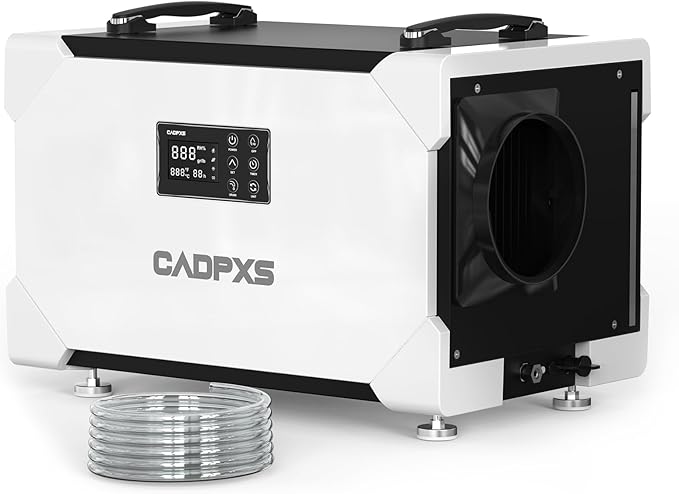 CADPXS Crawlspace Dehumidifier with Pump and Drain Hose, 145 Pints Commercial-Grade Dehumidifier for Crawl Spaces, Basements, Industrial and Water Damage Use, Large Capacity, 5 Years Limited Warranty
