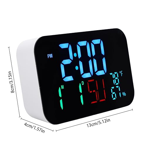 Luocute WiFi Smart Clock, Weather Station Alarm Date Day Large Display Brightness Adjustable Thermometer Humidity Digital Clock Compatible with Tuya Smart App, for Home Office (White Shell- Blue