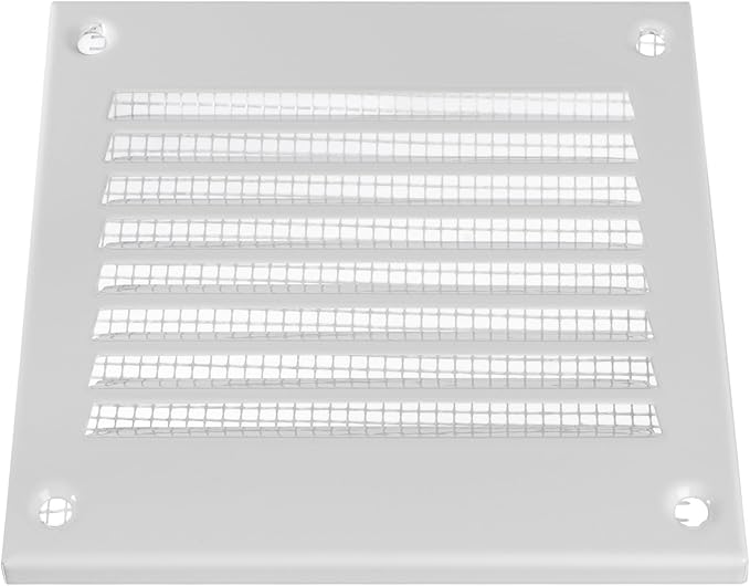 Vent Systems 4'' x 4'' Inch (Overall Dimensions) - Pack of 10 - White Air Vent Cover - Metal Air Return Grill with Built in Guard Screen Mesh - HVAC Ducting Vent Duct Cover for Interior, Exterior Use