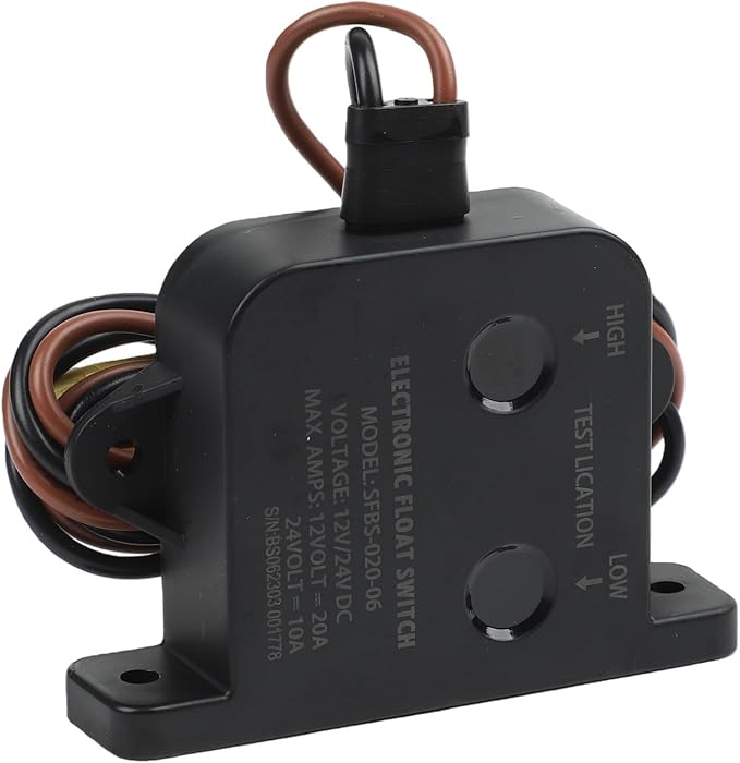 12V 24V Automatic Bilge Pump Float Switch, IP68 Waterproof Boat Sump Pump Sensor with 39.4" Wire – Submersible, 20A, Auto On/Off for Marine Yacht, Black