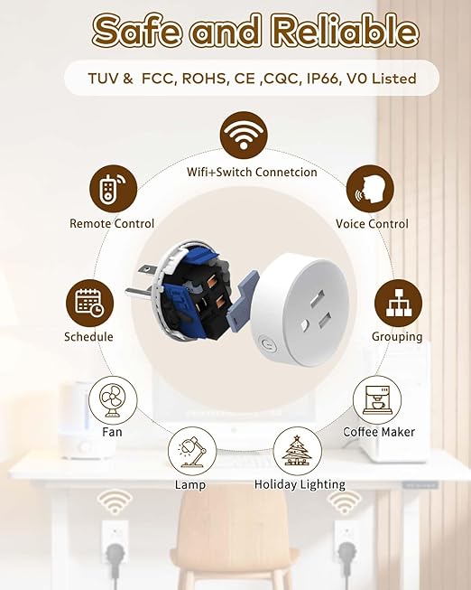 NineLeaf Smart Plug, WiFi Plugs Compatible with Alexa and Google Home, Smart Outlet Timer with APP Remote Control, 2.4GHz Wi-Fi Only, No Hub Required, TUV FCC Listed,2 Set(2 Wi-Fi outlets+2 switches)