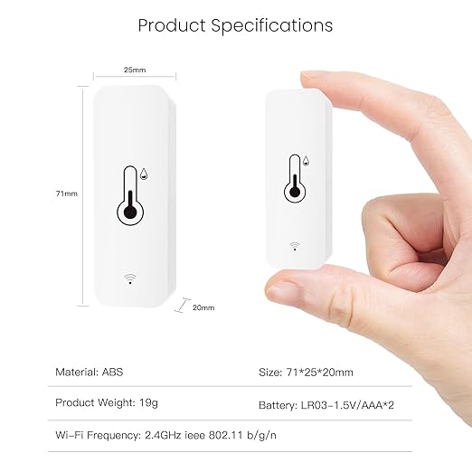 MOES WiFi Humidity Temperature Monitor Smart Hygrometer Thermometer for Remote Monitor and Alert, High Precision Indoor Thermometer with Tuya App, Compatible with Alexa & Google Assistant, 4 Pack