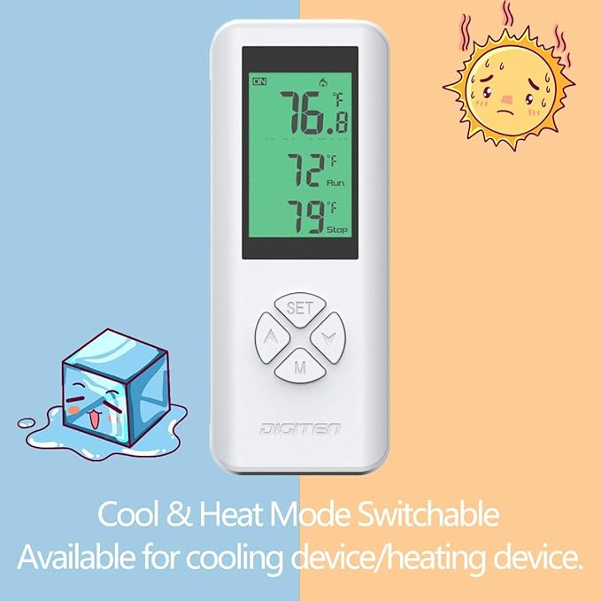 DIGITEN Wireless Thermostat Outlet (with 2 Receivers) Plug-in Temperature Controller Greenhouse Temperature Controller Outlet Reptile Thermostat Plug Remote Control Temp Built-in Sensor for Homebrew