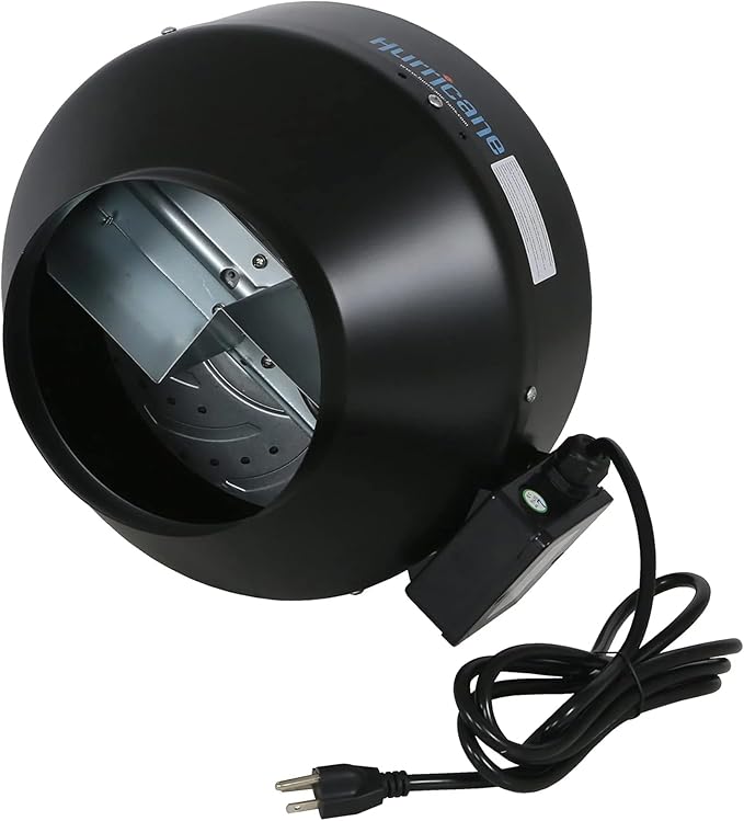 Hurricane Commercial Grade Inline Fan for Phresh & Black Ops Carbon Filters, Ideal-Air Ducting and Clamps and Titan Controls Ventilation Controllers