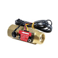 G1/2" Water Flow Sensor Thread Female to Male Brass Switch Hall Effect Liquid Flowmeter Fluidmeter Counter BSP with Temperature Sensor 1-25L/Min（66 mm in Total Length）