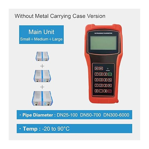Handheld Flow Meter Portable Clamp-On Flow Measuring Device with Display(SML 3 Set)