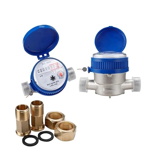 Male Thread Water Flow Sensor Smart Water Meter Mechanical Rotary Wing E-Type Digital Display Pointer Counter Cold Water Meter Measuring Tools