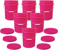 ePackageSupply 5 Gallon Bucket - Food Grade Bucket with Airtight Gasketed Tear Strip Lid, BPA-Free, Heavy-Duty 90 Mil HDPE Plastic Pail, Bulk Storage, Durable Container, Made in USA - Pink, 6 Packs