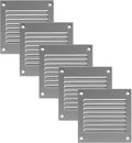 Vent Systems 4'' x 4'' Inch (Overall Dimensions) Pack of 5 - Gray Air Vent Cover - Metal Air Return Grill with Built in Guard Screen - HVAC Ducting Vent Duct Cover for Interior, Exterior Use
