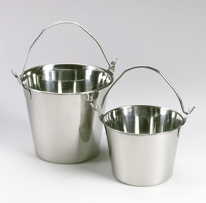 ProSelect Heavy Duty Stainless Steel Pails — Durable Pails for Kennels and Farms - 8¾", 6-Quart