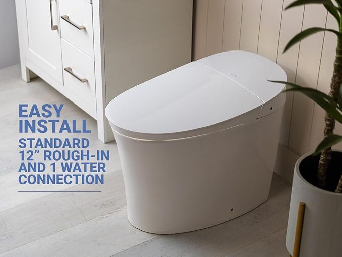 BidetKing Throne Smart Toilet Bidet Combination | Powerful Dual Flush | ADA Chair Height | Automatic Lid and Seat | DirectDry | Foam Shield | Endless Warm Water | 3 Year Warranty