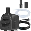 SongLong 200GPH(750L/H) 9.9ft Power Cord Submersible Pump, Water Fountain Pump with 5.3ft Lift for Ponds, Water Fountains, Aquariums & Hydroponics.