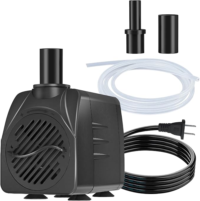 SongLong 200GPH(750L/H) 9.9ft Power Cord Submersible Pump, Water Fountain Pump with 5.3ft Lift for Ponds, Water Fountains, Aquariums & Hydroponics.