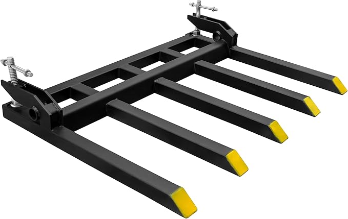 YITAMOTOR Clamp on Debris Forks Fits 48'' Bucket, 2500 lbs Heavy Duty Quick Attach Pallet Forks for Tractor Loader Skid Steer