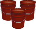 MKS Plastics 5-Gallon Bucket with Airtight Lid – Made in USA, Food Grade BPA Free Plastic, Heavy Duty Multi-Use, Metal Handle with Grip, Stackable Storage – Burgundy, 3 Pack