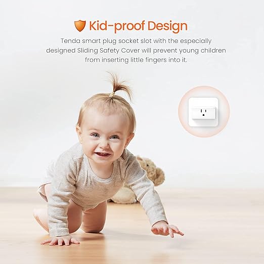 TENDA SP9 (2 Pack) Smart Plug WiFi Outlet Switch with Energy Monitoring, Works with Alexa & Google Assistant for Voice & Remote Control, Timer & Schedule Function, 13A Safe Design, No Hub Required
