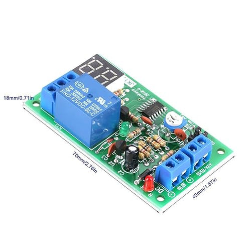 12V Timer Relay Module with LED Display, Adjustable Time Delay Switch 1s-99min Countdown for Delay Off, Smart Home Industrial Automation Equipment Control