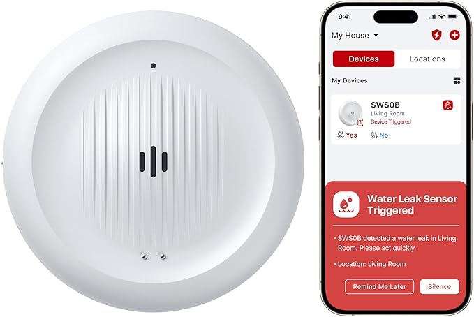 X-Sense Wi-Fi Water Leak Detector for Home - Smart 2-in-1 Leak & Low-Temperature Sensor with App Alerts, Protection for Homes, Kitchens & Basements, Works with X-Sense Home Security App, Model SWS0B