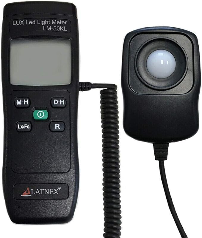 LATNEX Light Meter LM-50KL Measures Lux/Fc - LED/Fluorescent, Industrial, Household, and Photography - Calibration Certificate Included
