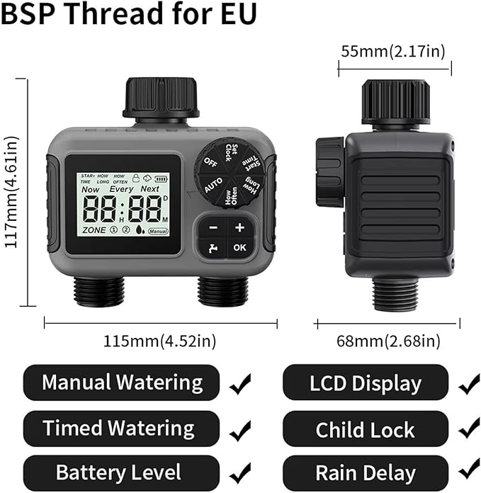 1pc 1/2Way Sprinkler Timer Programmable Garden Irrigation Watering System Irigation Controller(2 Outlet)