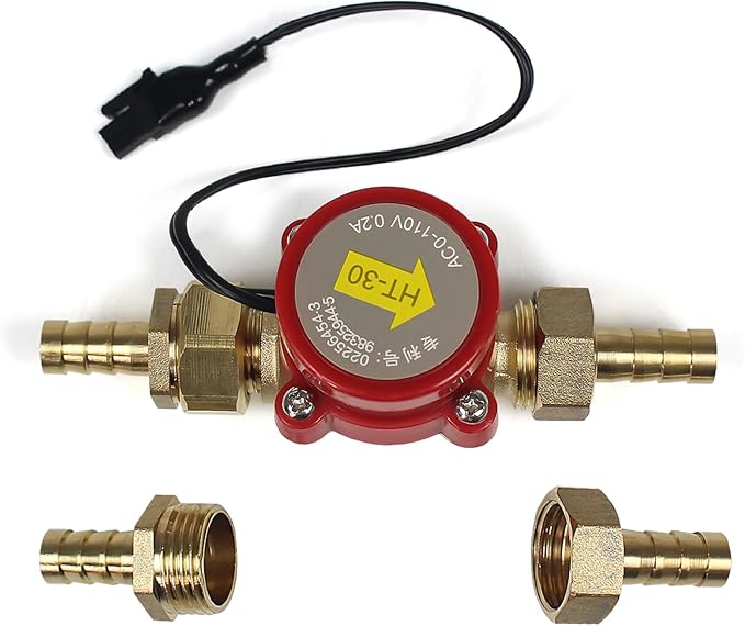 Water Flow Sensor Switch HT-30 AC 0-110V 0.2A G3/4 "-3/4" Thread,Water Flow Sensor for CO2 Laser Tube Protecting (Caliber: 8mm)