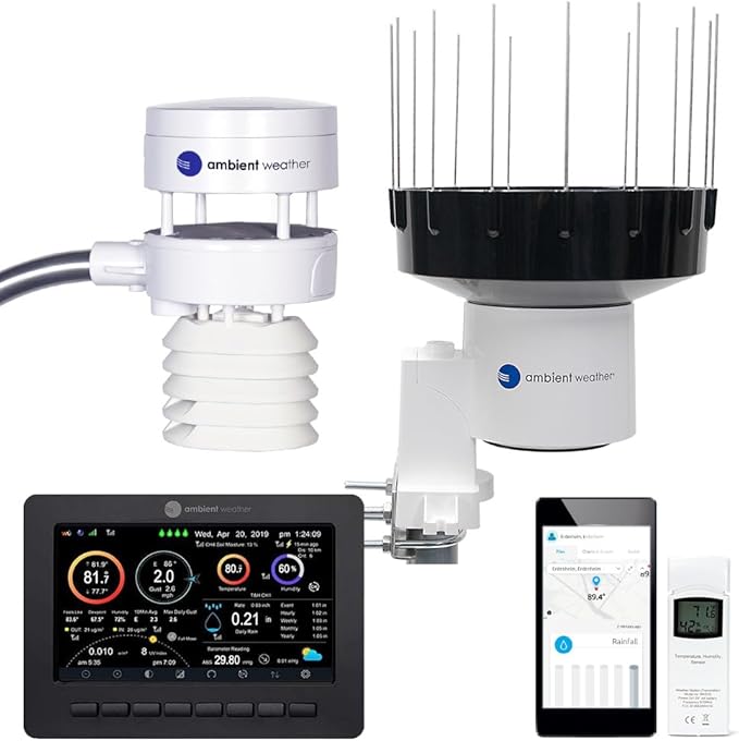 Ambient Weather WS-5000 Ultrasonic Smart Weather Station with AWN+ Included and TFT Full Color LCD Display