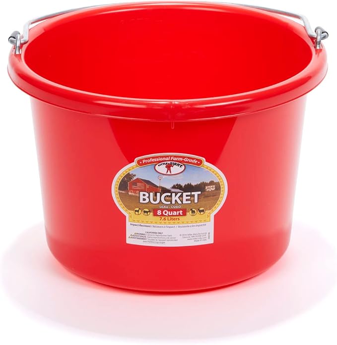 Plastic Animal Feed Bucket (Purple) - Little Giant - Round Plastic Feed Bucket with Metal Handle (8 Quarts / 2 Gallons) (Item No. P8RED6)