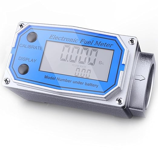 Flow Meter 3/4 Inche Digital Turbine Flow Meter Aluminum Alloy - Fuel Meter Features Auto On & Off Industry Grade - for Water, Diesel, Gasoline Supports Gallon, QTS, PTS, L, m³ (3/4 inch)