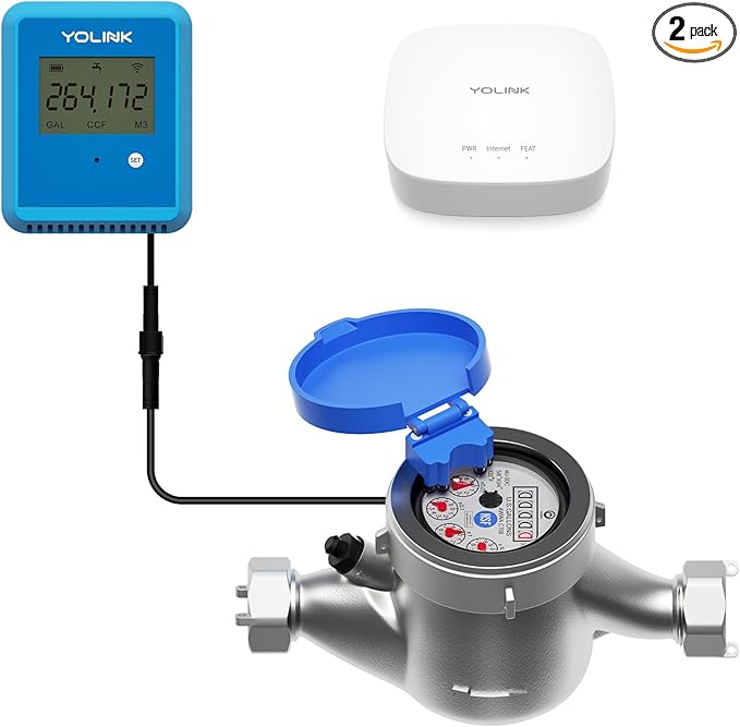 YoLink FlowSmart NSF Water Meter, Smart Water Usage Monitor and Water Leak Detection: 0.75 Inch Advanced Smart Home Water Meter, Hub Included, YS1603+YS5007
